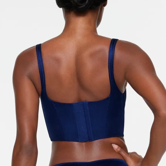 Skims Stretch Satin Corset in Neptune, Size Small - Picture 7 of 7